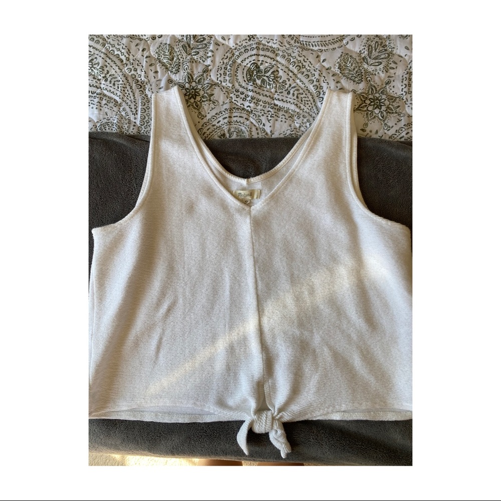textured tie front tank